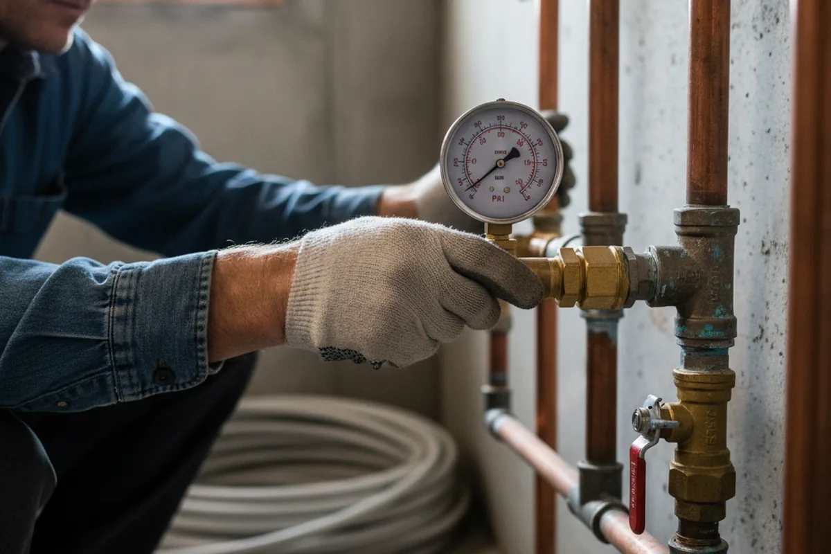 Pressure testing a repaired line during Water Line Repair in Leo
