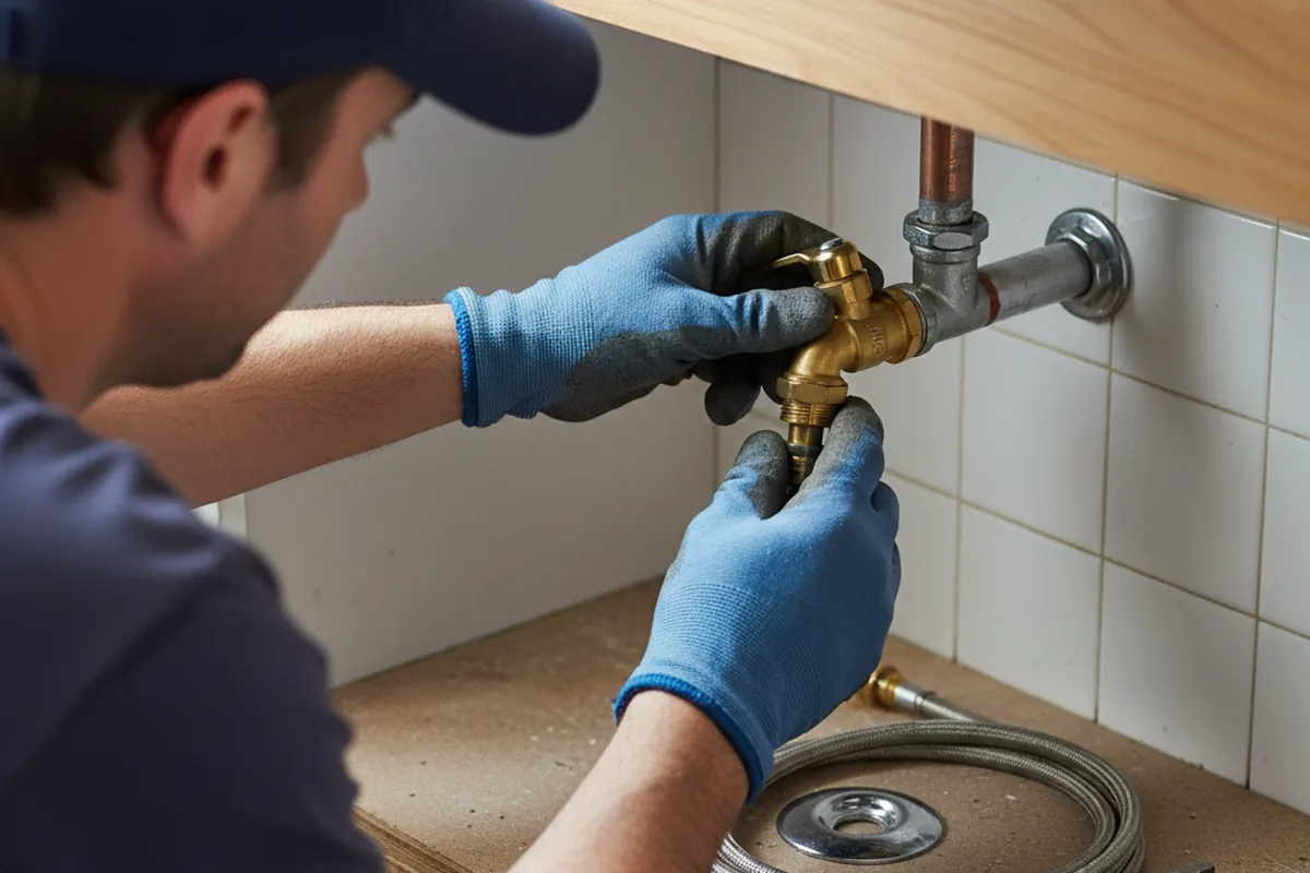 Shutoff valve and fitting work during Faucet and Fixture Repair in Leo